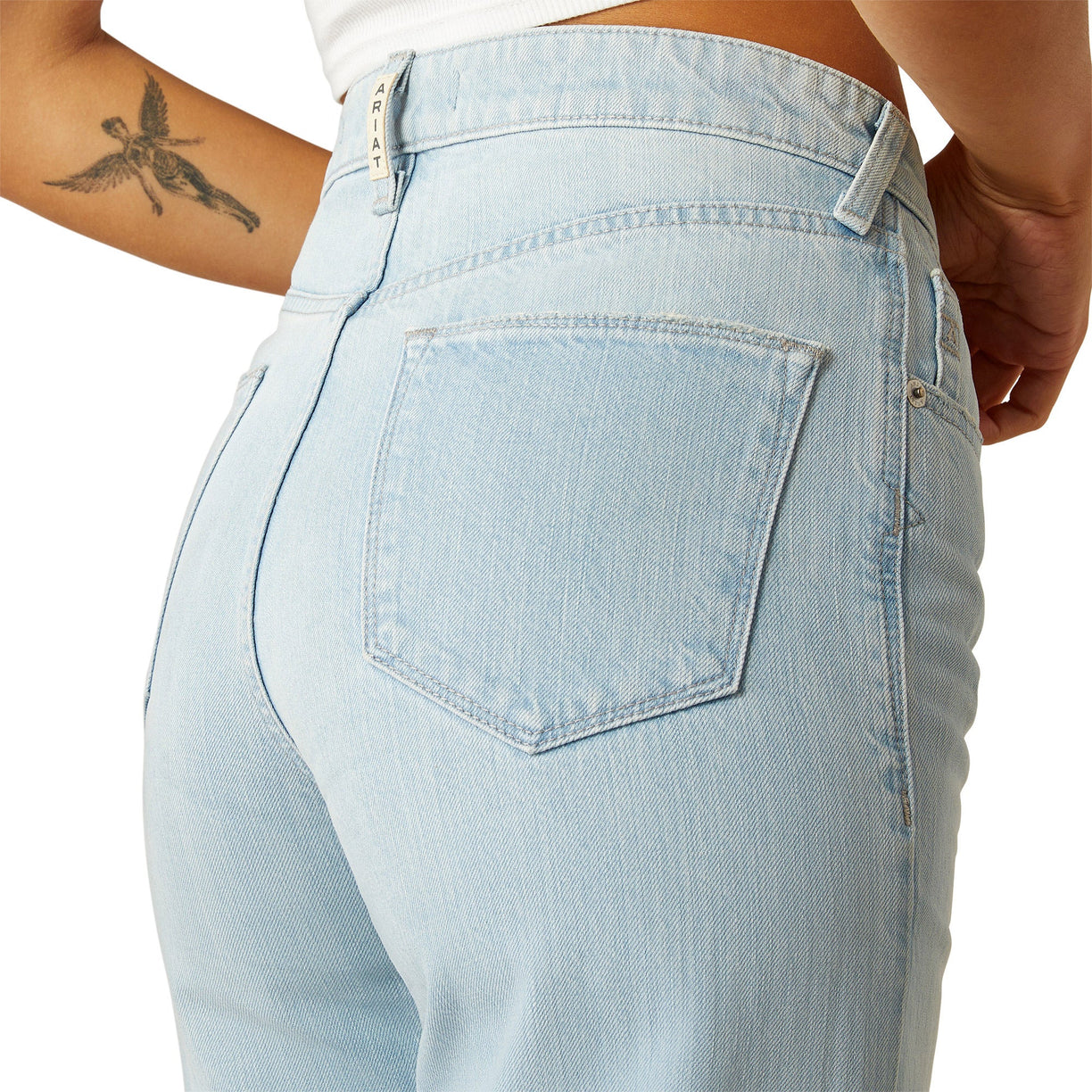 Ariat Women's Ultra High Rise Tomboy Wide in light blue denim - Detail