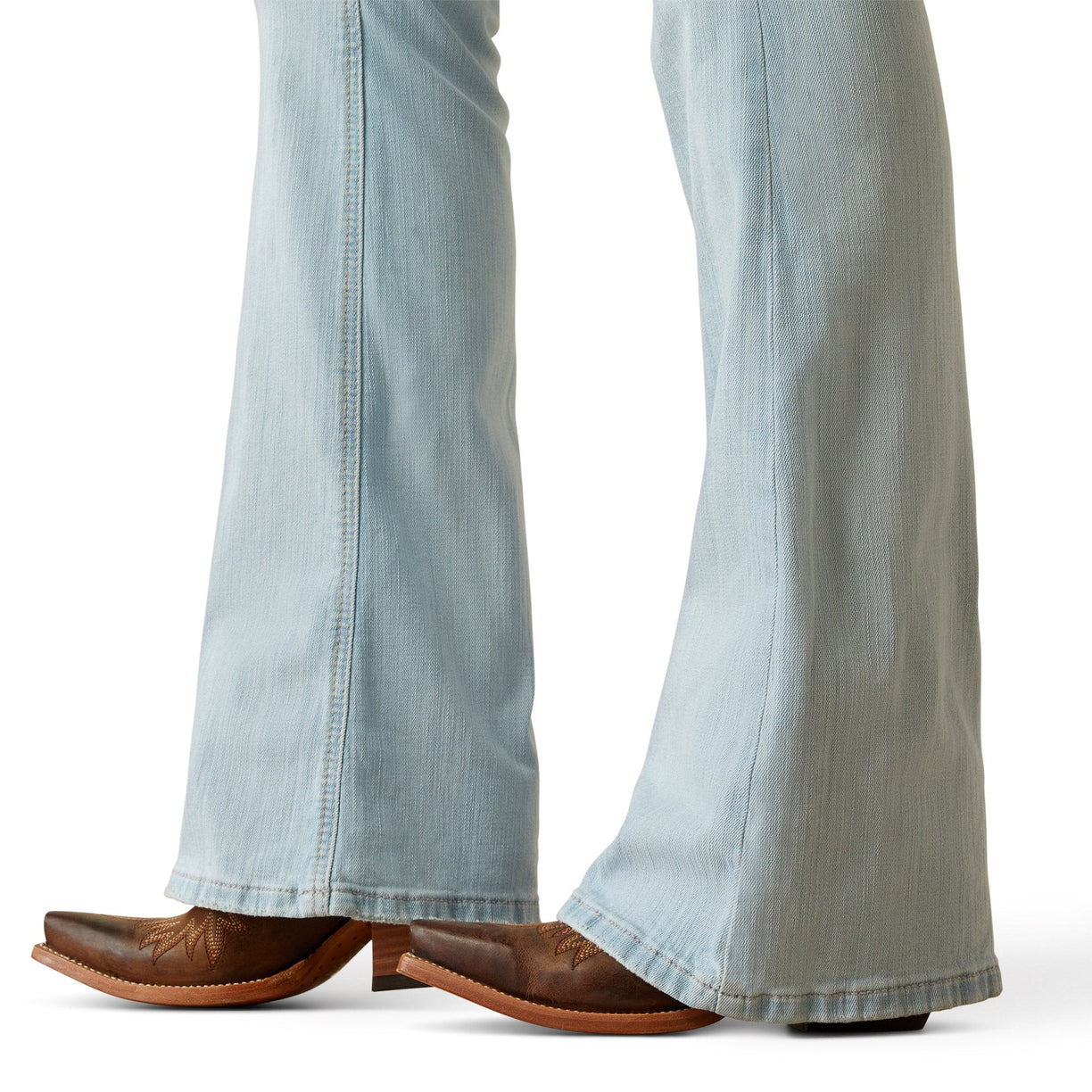 Ariat Women's Perfect Rise June Flare Jeans in light blue denim - Detail
