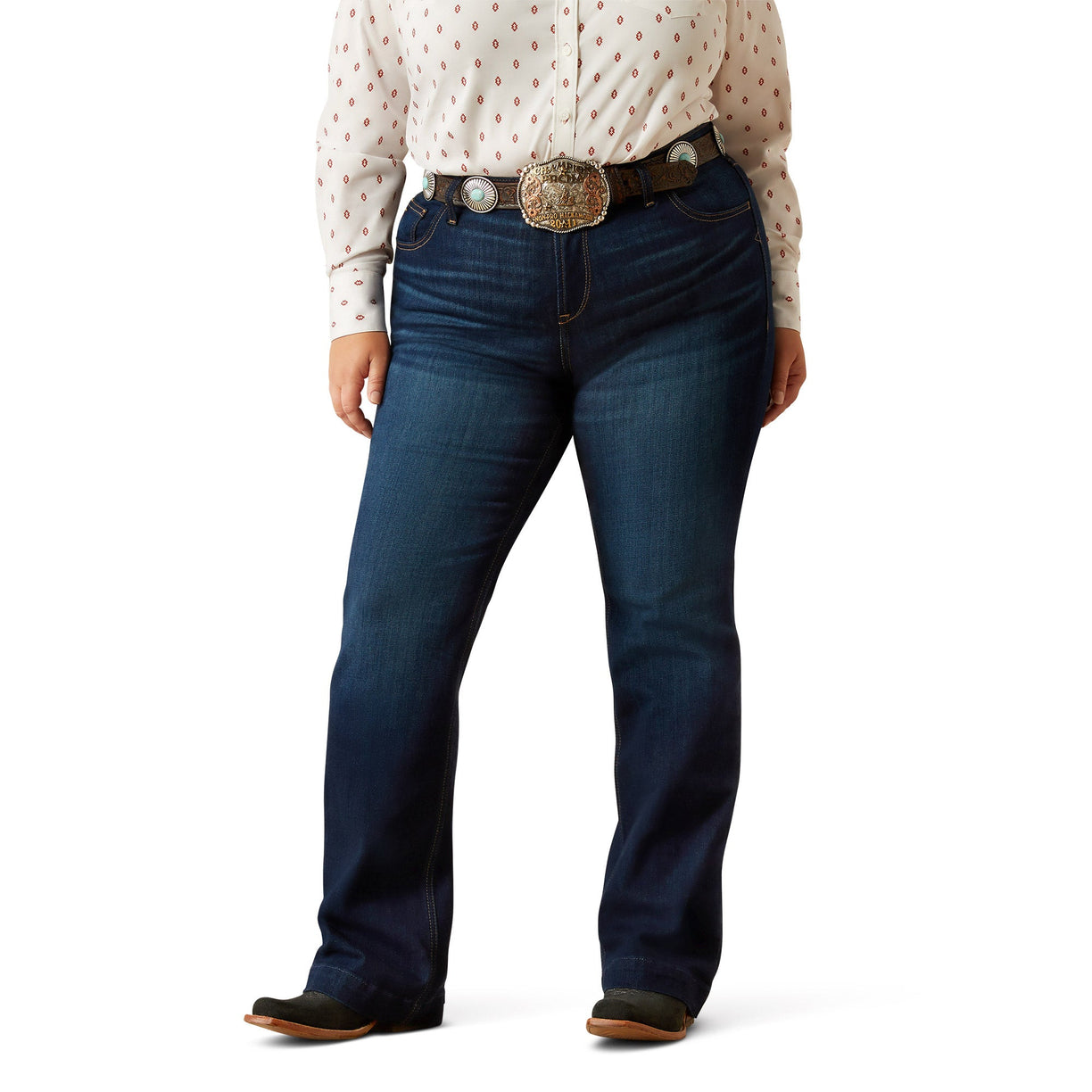 Ariat Women's Perfect Rise Julianna Trouser Jeans in dark blue denim - Front