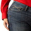Ariat Women's Mid Rise Lilla Boot Cut Jeans in blue denim - Detail