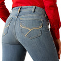 Ariat Women's High Rise Cecilia Boot Cut Jeans in blue denim - Detail