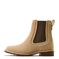 Beige womens chelsea detail, fashion style in trend elasticated slip on boot suede leather