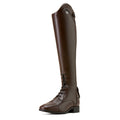 Brown riding boot on a white background