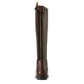 Brown riding boot on a white background