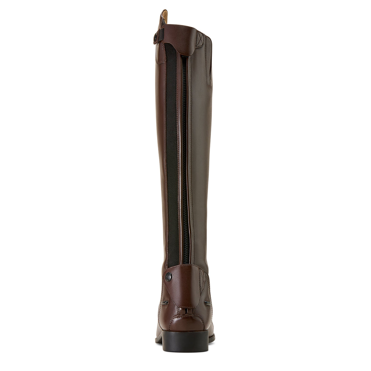 Brown riding boot on a white background