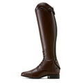 Brown riding boot on a white background