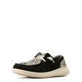 Black and white sneaker with patterned side on a white background