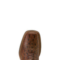 Brown leather boot sole on a white background