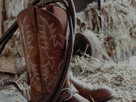 Ariat Women's Stockman Boots, close up in barn