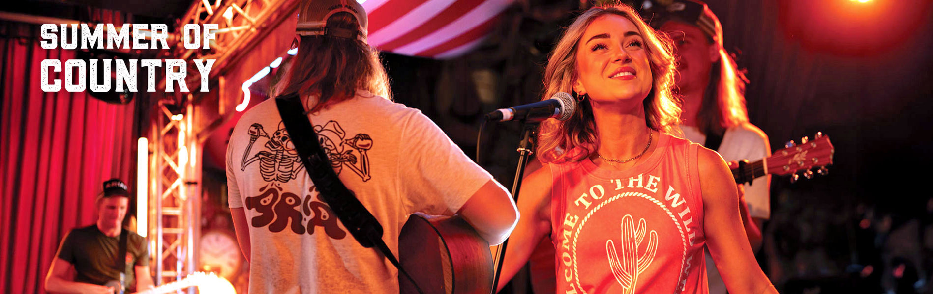 Country music band wearing Ariat western clothes - Summer of Country overlay