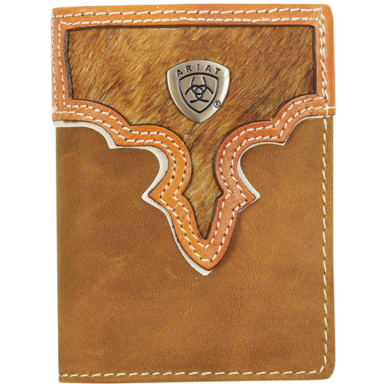 Ariat Tri-Fold Wallet - Two Toned Hair On Brown WLT3108A