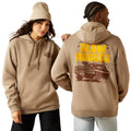 Two people wearing beige hoodies with a 'Slow Horse' graphic design on a white background