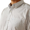 Close-up of a patterned shirt with a white background