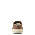 Brown children's shoe with a white sole on a white background