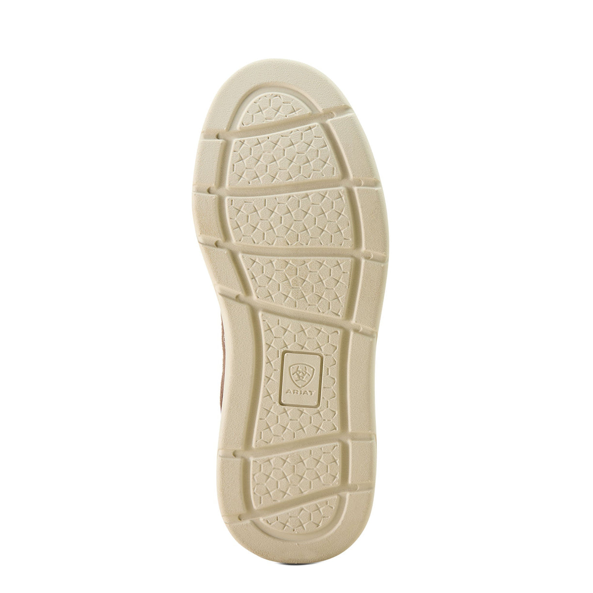 Brown children's shoe with a white sole on a white background
