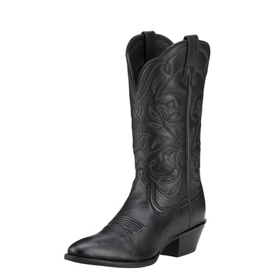 Ariat Women's Heritage Western R Toe Black Deertan 10001037