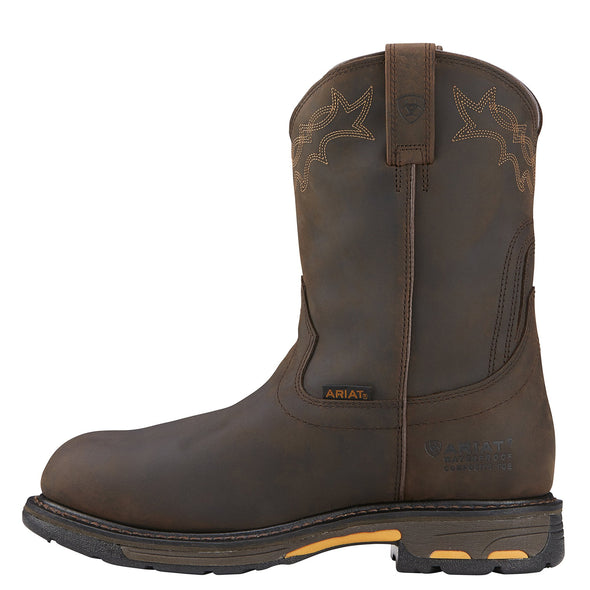 Men's WorkHog Waterproof Composite Toe Work Boots in Oily Distressed Brown, 10001200 Ariat side