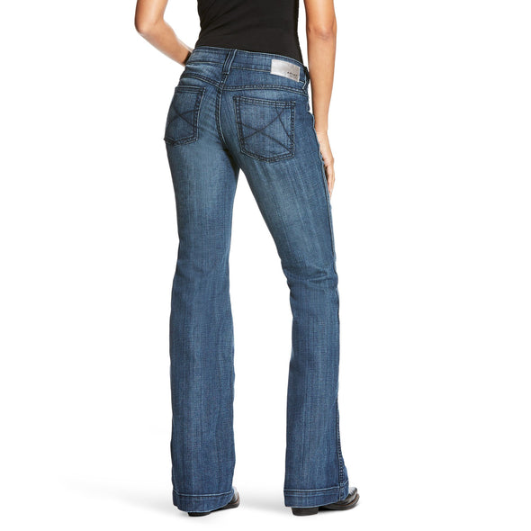 Women's Trouser Mid Rise Stretch Outseam Ella Wide Leg Jeans in Bluebell 10018360 Ariat  back