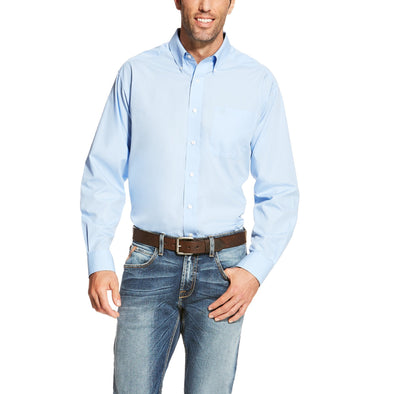 Ariat Men's Wrinkle Free Solid Shirt Light Blue 10020329