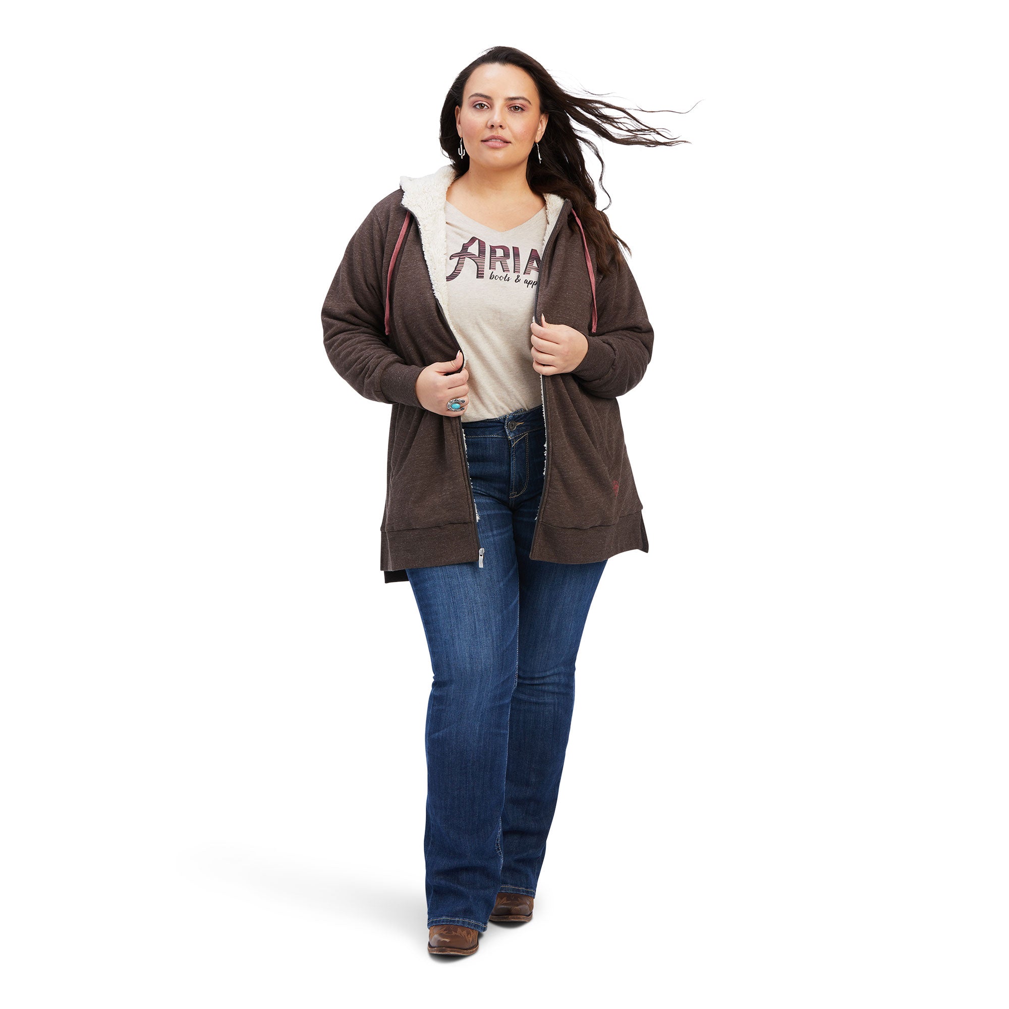 REAL Sherpa Lined Long Full Zip Hoodie Ariat New Zealand