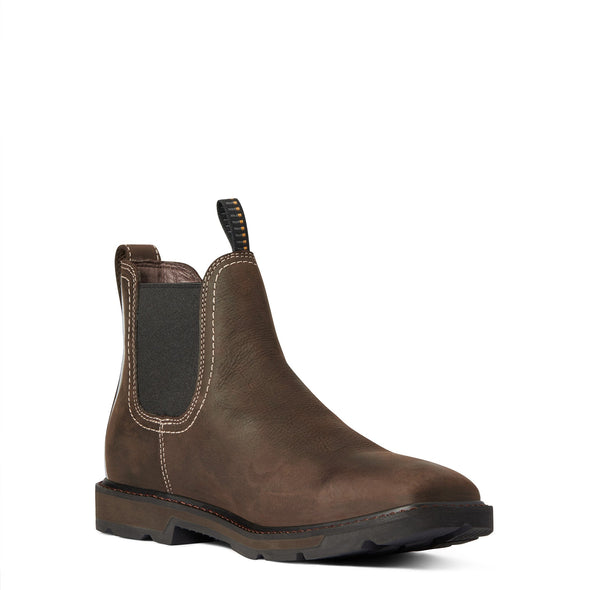 Men's Groundbreaker Chelsea Wide Square Toe Waterproof Dark Brown 10038324 Ariat medial