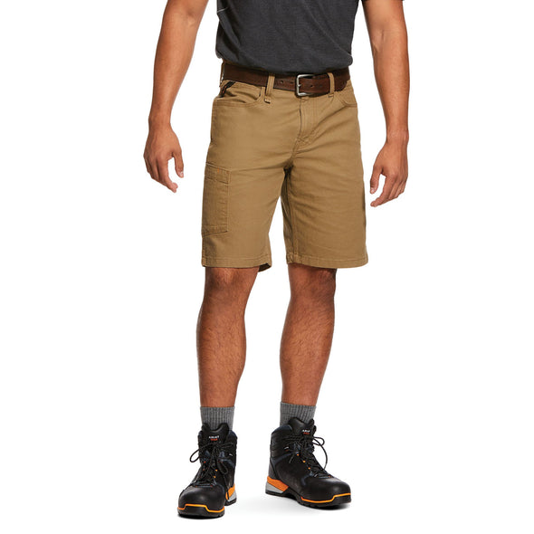 Men's Rebar DuraStretch Made Tough Shorts in Field Khaki Cotton, 10030265 Ariat