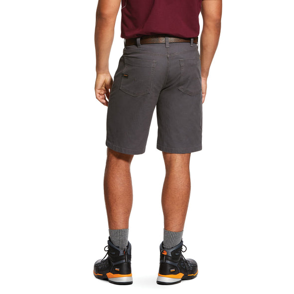 Men's Rebar DuraStretch Made Tough Shorts in Rebar Grey Cotton, 10030271 Ariat back