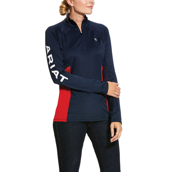 Women's Sunstopper Team 2.0 1/4 Zip Baselayer Top in Navy 10030991 Ariat