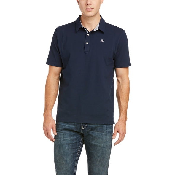 Men's Medal Button Polo Shirt in Navy Blue 10035315 Ariat