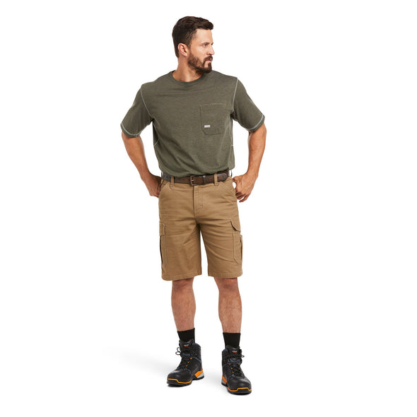 Men's Rebar DuraStretch Made Tough Cargo Shorts in Field Khaki 10034680 Ariat full