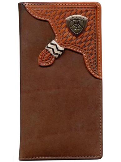 Ariat Rodeo Wallet - Basket Weave Overlay Dark Tan WLT1111A