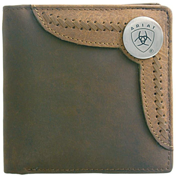 Ariat Wallet Bi-fold Two Toned Accent Overlay - Brown / Tan WLT2103A