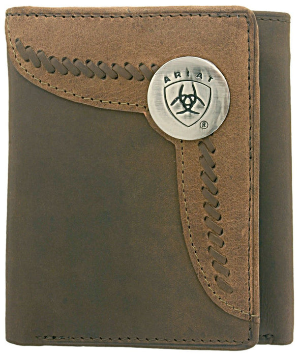 Ariat Tri-Fold Wallet - Two Toned Accent Overlay Brown / Tan WLT3103A