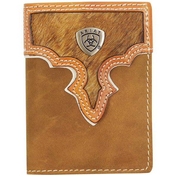 Ariat Tri-Fold Wallet - Two Toned Hair On Brown WLT3108A