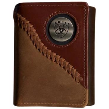 Ariat Tri-Fold Wallet - Two Toned Stitched Dark Tan WLT3113A